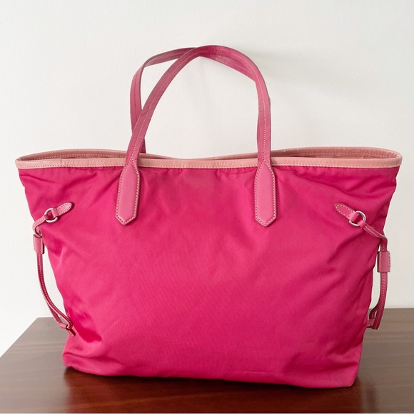 Prada pink Tessuto nylon and leather shoulder tote bag - Picture 4 of 14